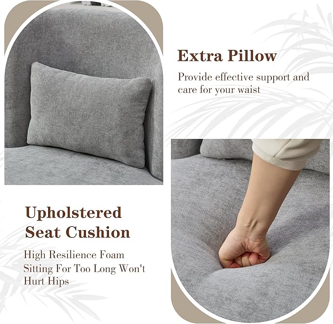 Chifee & Vingol 25.2 "W Chenille Armless Swivel Accent Chair Modern Upholstered Sofa Chair Set of 2 with Pillow, Gray
