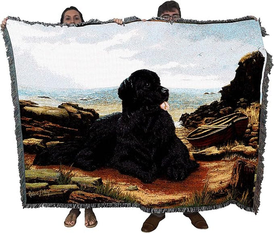 Pure Country Weavers Newfoundland Dog Woven Blanket by Robert May - Gift Cotton Tapestry Throw - Made in The USA - 72" x 54"