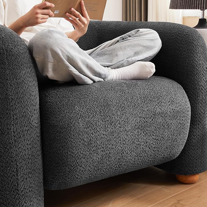 40" Modern Accent Chair Reading Chair Oversized Barrel Chairs for Living Room Bedroom Apartment .(Dark Grey)