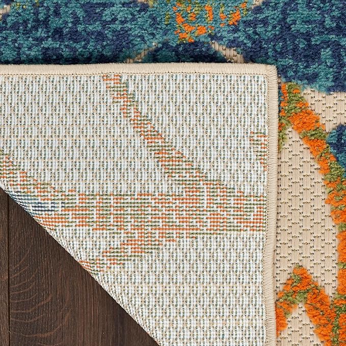 Nourison Home Aloha Indoor Outdoor Blue Green 6' x 9' Area Rug, Easy Cleaning, Non Shedding, Bed Room, Living Room, Dining Room, Backyard, Deck, Patio (6x9)