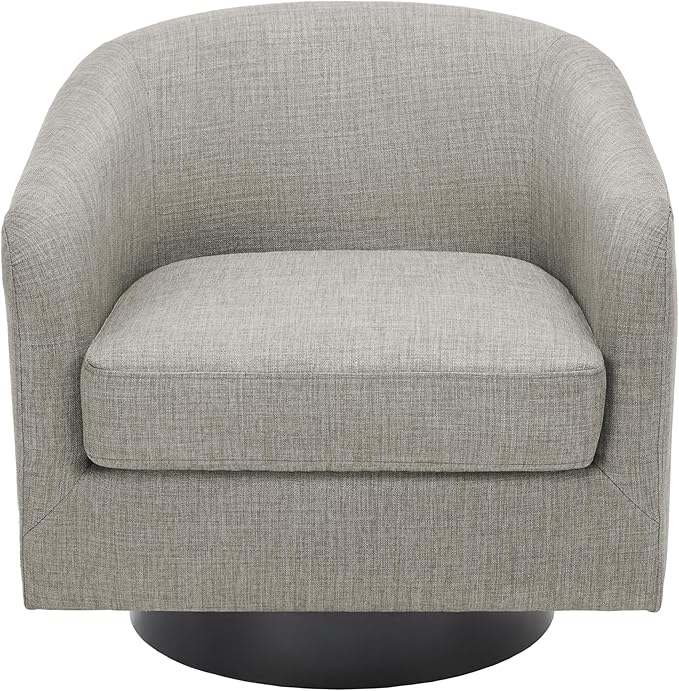 UIXE 360° Swivel Barrel Accent Chair Armchair, Round Club Arm Chair in Fabric for Lving Room, Modern Upholstered Small Bedroom Single Sofa Seat - Khaki, Set of 4