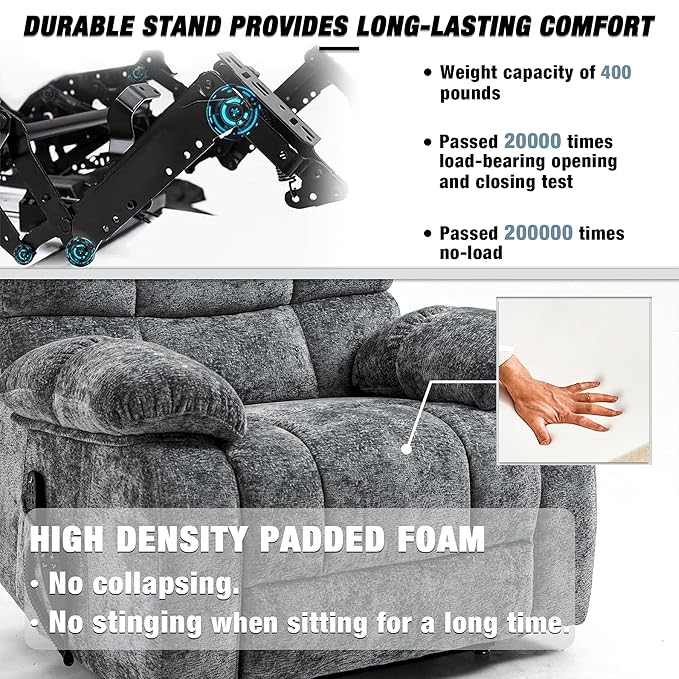 Lazy Boy Recliner Chair with Lumbar Heating ， Adjustment Power Lift Recliner Chair for Elderly/Big and Tall Recliners for People Up to 6'2"/350lb Range