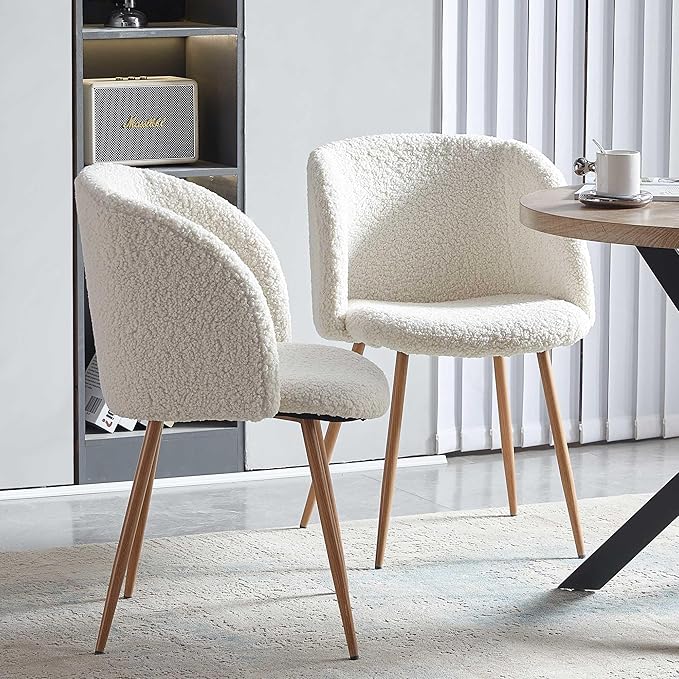 3 Pieces Dining Table Set for 2, Home Kitchen Round Dining Table with Thick Tabletop and 2 Upholstered Arm Chairs, Faux Wood Round Table with Comfy Accent Chair for Living Room,Restaurant