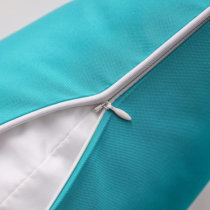 Phantoscope Pack of 2 Outdoor Waterproof Solid Throw Decorative Pillow Cover Decorative Square Outdoor Pillows Cushion Case Patio Pillows for Couch Tent Sunbrella, Teal Blue 12x20 inches 30x50 cm