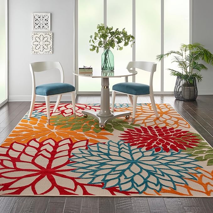 Nourison Home Aloha 94" x 126" Fabric Indoor/Outdoor Rug in Multi-Color