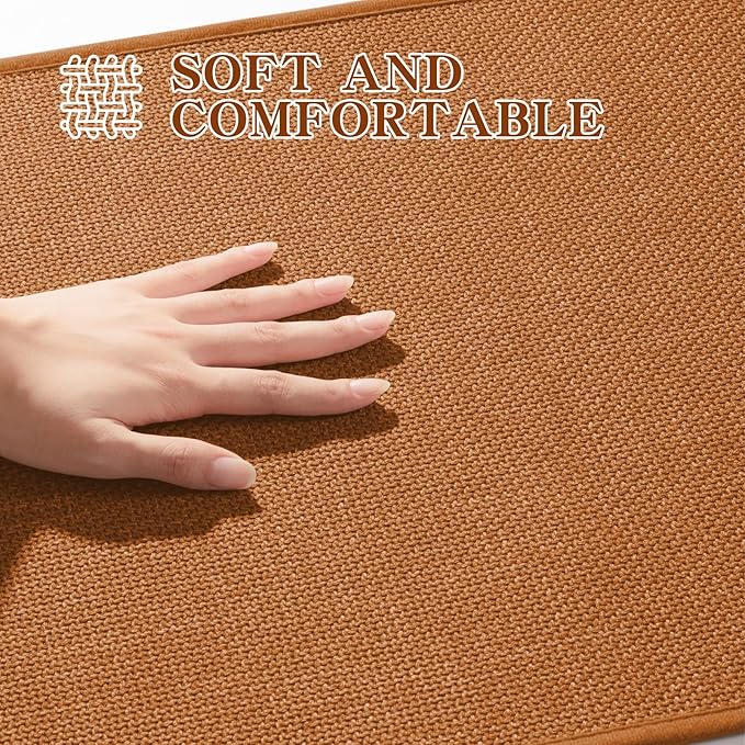 chakme Bathroom Rugs Mat 36x24, Ultra Thin Non Slip Bath Mat Large Quick Dry Absorbent Bath Mat for Bathroom, (Orange, 36"x24")