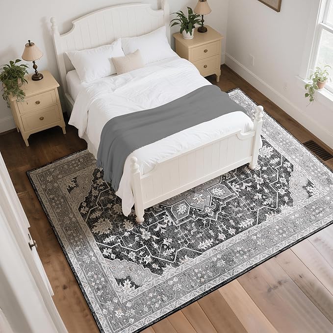 8x10 Area Rug for Living Room, Modern Washable Rug Non Slip Low Pile Large Area Rugs for Living Room, Bedroom, Farmhouse, Dining Room,Grey