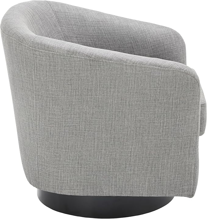 UIXE 360° Swivel Accent Chair, Fabric Barrel Club Chair Upholstered Armchair for Living Room, Round Arm Chair Bedroom Single Sofa Reading Seat - Flax Gray