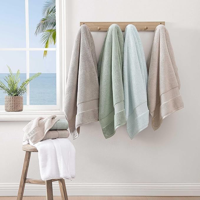Tommy Bahama - Bath Towels Set, Soft & Highly Absorbent Cotton, Low Linting & Fade Resistant Bathroom Essentials (Long Branch Grey, 3-Piece)