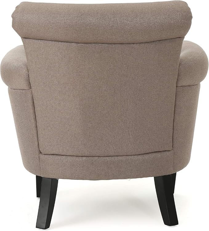 Christopher Knight Home Brice Vintage Scroll Arm Studded Fabric Club Chair, Light Coffee / Dark Brown, 31D x 29.5W x 31.5H in