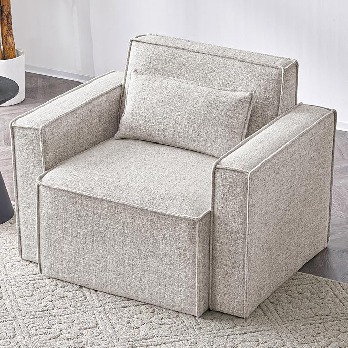 ELUCHANG Oversized Accent Chair,Modern Boucle Sofa Chair with Strong Wood Frame,High Supportive & Soft Sponges,Comfy Upholstered Armchair Reading Chairs for Living Room Apartment Small Spaces,Oatmeal