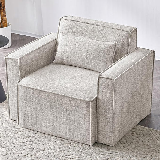 ELUCHANG Oversized Accent Chair,Modern Boucle Sofa Chair with Strong Wood Frame,High Supportive & Soft Sponges,Comfy Upholstered Armchair Reading Chairs for Living Room Apartment Small Spaces,Oatmeal