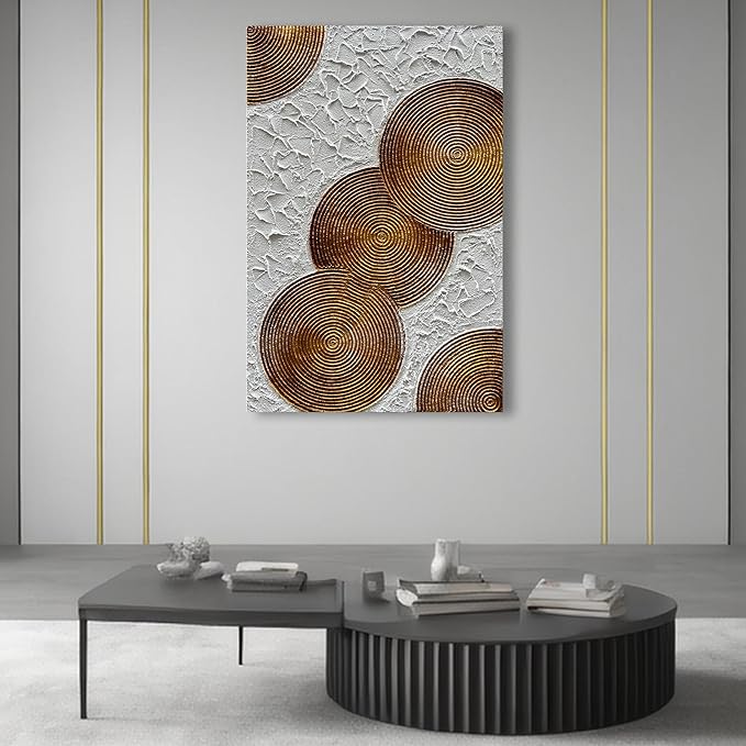 Art 45x30 inch Hand-Painted White and Tan Texture Oil Painting Large Modern Abstract Canvas Art Home Wall Decoration