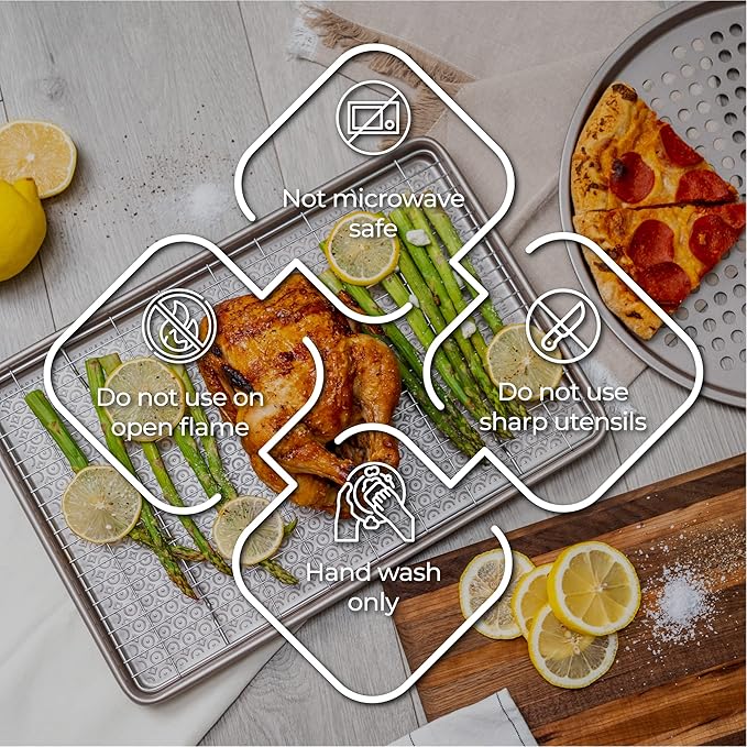 KITCHENATICS 12-Piece Carbon Steel Baking Pans Set Nonstick, Kitchen Essentials for New Home, Nonstick Bakeware Sets w/Cake Pans, Muffin Pan Set, Oven Pan - Stackable Bakeware Set, Champagne Gold