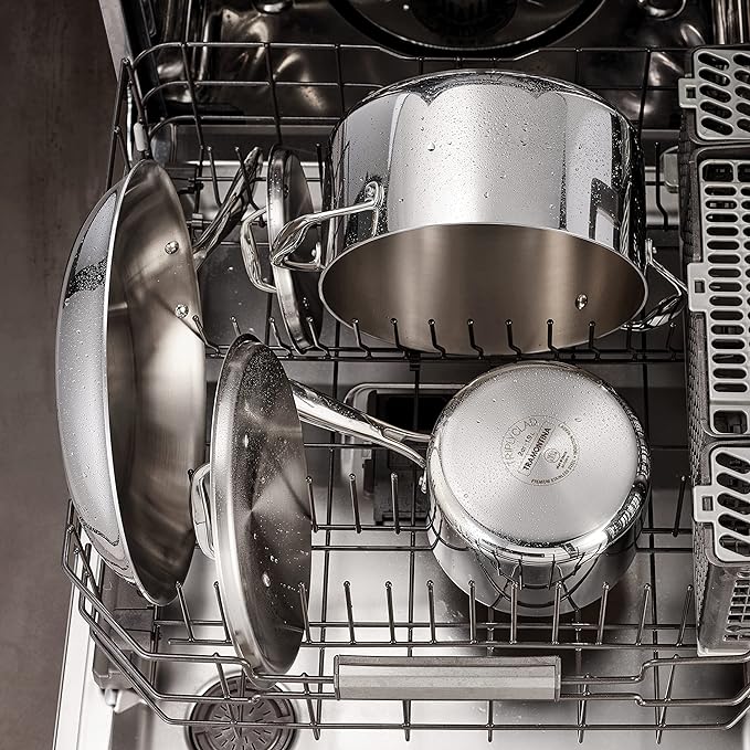 Tramontina Signature Tri-Ply Clad Stainless Steel 12-Piece Cookware Set with Lids, Pots and Pans Kitchen Set, Induction-Ready, Dishwasher-Safe, NSF-Certified, Made in Brazil