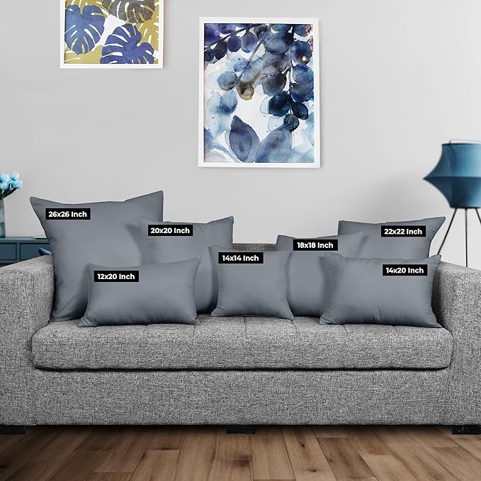 Utopia Bedding Throw Pillows Insert (Pack of 2, Grey) - 22 x 22 Inches Bed and Couch Pillows - Indoor Decorative Pillow