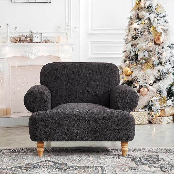 41.75" Oversized Modern Accent Chair w/Chenille Fabric,Wide& Round Arm, Single Sofa Chair for Bedroom,Living Room,Apartment,Study Room (1, Dark Gray)