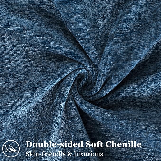 decorUhome Couch Throw Pillow Covers 20x20 Set of 2, Decorative Soft Euro Neutral Chenille Pillow Covers with Elegant Design for Sofa Bed Living Room Home Decor, Poseidon