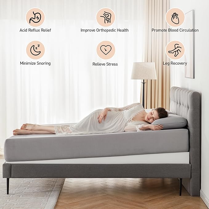 Mattress Wedge Only, 5-Inch Twin Inclined Bed Wedge Mattress Topper for Acid Reflux, GERD, Neck & Back Pain, Snoring, Adjustable Elevator Under Mattress Support for Bedroom