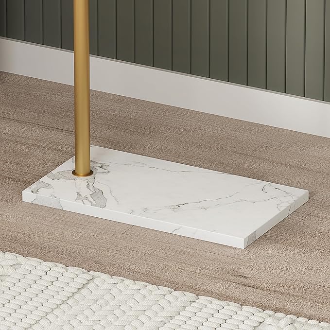 Coat Rack Stand, Gold Clothing Rack Freestanding with Satin Steel Finish and Natural Stable Marble Base, for Coats, Hats, Scarves, Clothes, and Handbags be Applicable Home Bedroom Hotel Hall