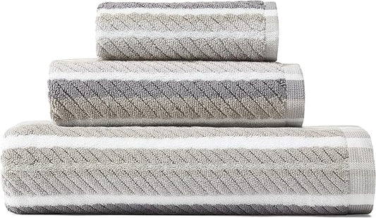Tommy Bahama - Bath Towels Set, Highly Absorbent Cotton Bathroom Decor, Fade Resistant (Ocean Bay Grey, 3 Piece)