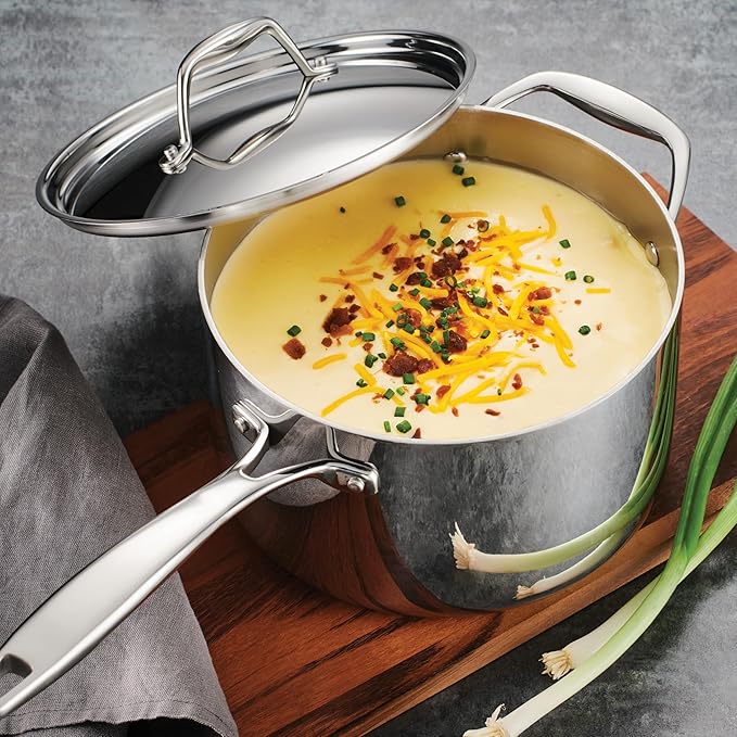 Tramontina Signature Tri-Ply Clad Stainless Steel 11-Piece Cookware Set with Lids, Pots and Pans Kitchen Set, Induction-Ready, Dishwasher-Safe, NSF-Certified