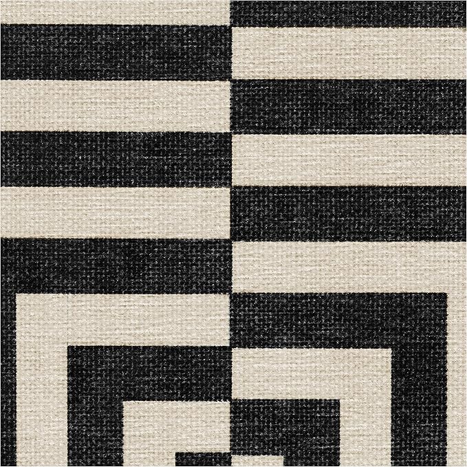 RUGGABLE x Jonathan Adler Machine Washable Modern Runner Rug – Op Art Charcoal 2.5x10, Stain-Resistant, Non-Slip – Washable Rug for Hallway, Entryway, Living Room & Kitchen–with Cushioned Pad