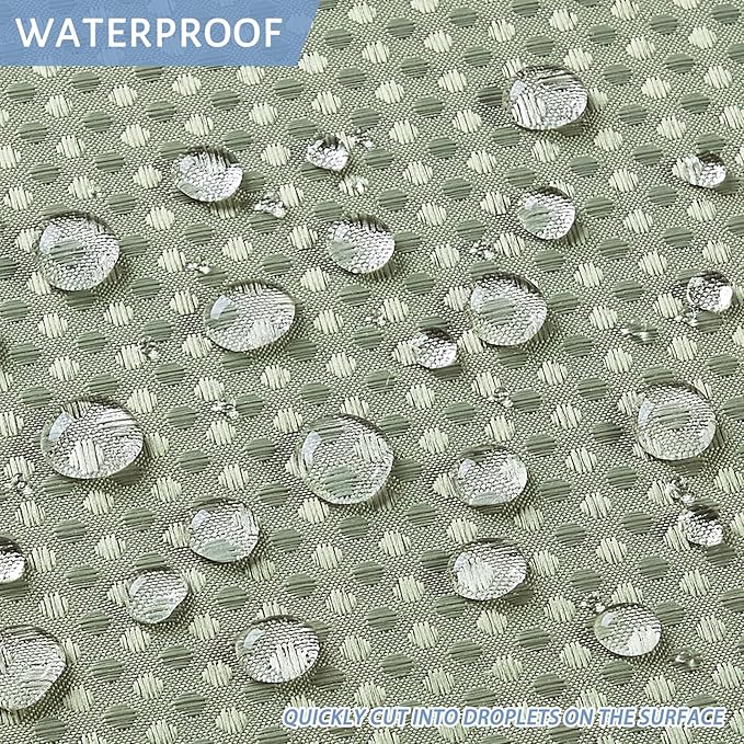 Furlinic Waffle Weave No Hook Shower Curtain with Snap in Fabric Liner Set,Heavy Duty Textured Bathroom Curtain with See Through Window,Waterproof & Machine Washable,Sage Green,71x72 Inch.