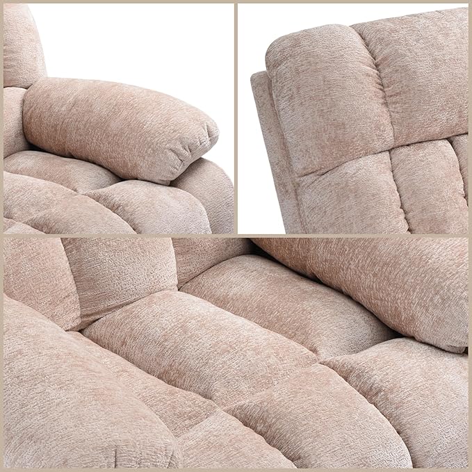 Recliner Chair, Adjustable Recliner with Side Pockets, Living Room Power Reclining Lounge Chair for Adults, Small Spaces Comfy Sofa with Theater Seating for Bedroom, Beige