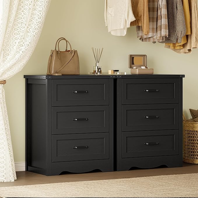 3-Drawer Dresser for Bedroom, Small Wooden Chest of Drawers with Metal Handles, Narrow Storage Cabinet with Anti-Tipping Design, Sturdy Dresser Organizer for Closet, Living Room, Entryway