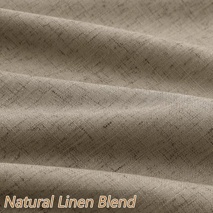 Guken Burlap Blackout Curtains 108 Inch Length 2 Panels Set for Living Room Bedroom Back Tab Thermal Insulated 100% Black Out Linen Drapes Room Darkening Window Curtains 108 Inches Long Burlap
