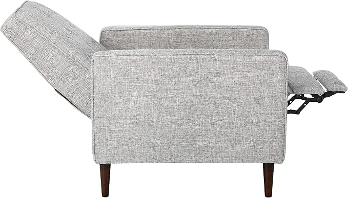 Christopher Knight Home Macedonia Mid Century Modern Tufted Back Fabric Recliner (Light Grey Tweed).