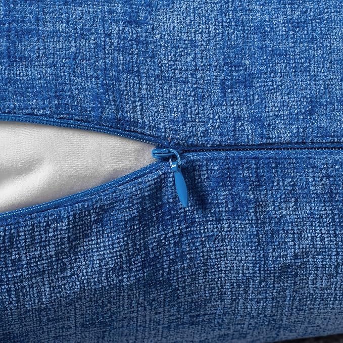 MIULEE Pack of 2 Couch Throw Pillow Covers 16x16 Inch Soft Royal Blue Chenille Pillow Covers for Sofa Living Room Solid Dyed Pillow Cases