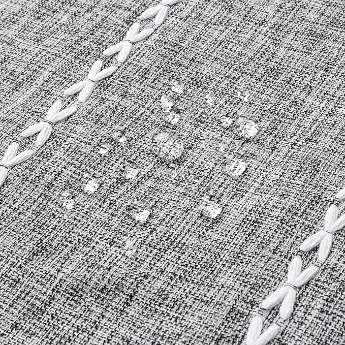 MitoVilla Dark Grey Boho Shower Curtains for Modern Farmhouse Bathroom Decor, Country Thick Polyester Linen Fabric Shower Curtain, Rustic Tassel Cloth Shower Curtain, 72 x 72, Charcoal Grey