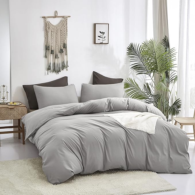 Cottonight Silver Grey Comforter Sets King Light Grey Bedding Comforter Set Pale Grey Color Blanket Quilts Soft Breathable Durable Bedding Comforter Sets