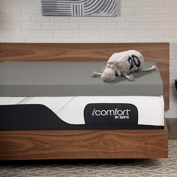 Serta Carbon Dream Cooling, Pressure-Relieving Memory Foam Mattress Topper, 3 Inch, Twin