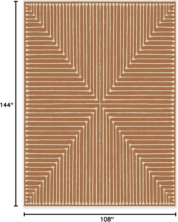 RUGGABLE x Jonathan Adler Machine Washable Modern Area Rug – Inkdrop Copper 9x12, Stain-Resistant, Non-Slip – Large Rugs for Living Room, Bedroom, Hallway, Entryway & Office–with Cushioned Pad