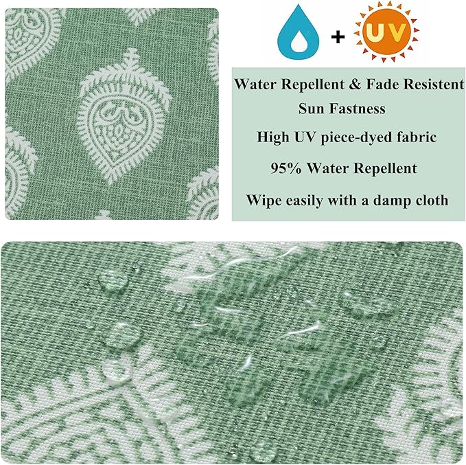 FUNHOME Outdoor Indoor Throw Pillows 18”x18”, Set of 2 Decorative Throw Pillows with Inserts, All Weather Water-Repellent Square Pillows for Bed, Couch, Sofa and Patio Furniture -Fair Green