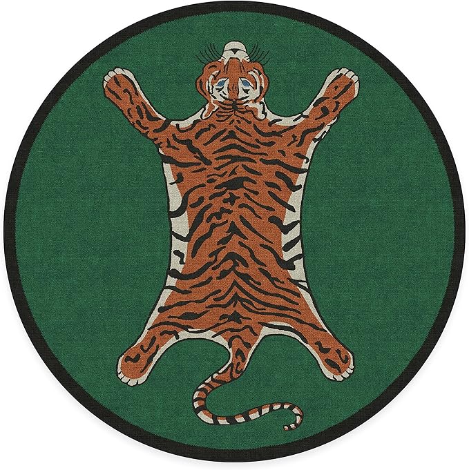 RUGGABLE x Jonathan Adler Machine Washable Modern Area Rug – Tiger Emerald 8 ft Round, Stain-Resistant, Non-Slip – Large Rugs for Living Room, Bedroom, Hallway, Entryway & Office–with Cushioned Pad