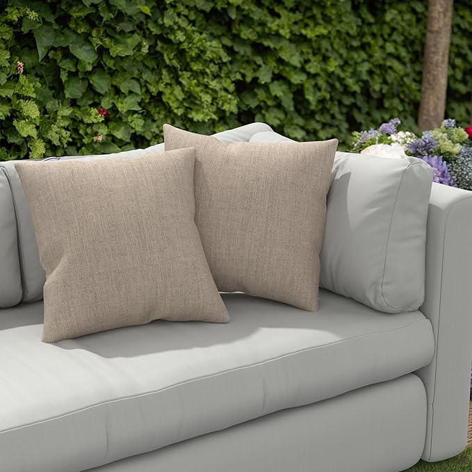 Covers & All Sunbrella Outdoor Throw Pillows, Pack of 2 Water Resistant & UV Fade Resistant Premium Square Throw Pillows (Inserts with Covers) for Indoor & Outdoor Use,24" x 24" Cast Ash