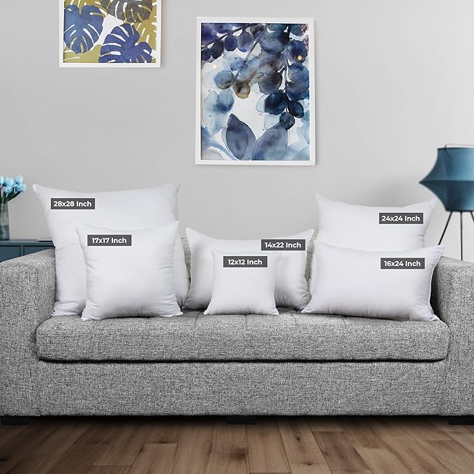 Utopia Bedding Throw Pillows Insert (Pack of 2, White) - 17 x 17 Inches Bed and Couch Pillows - Indoor Decorative Pillow