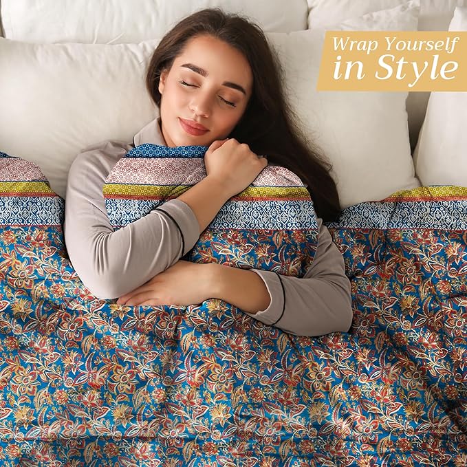 Maison d' Hermine Throw Blanket for Couch Lightweight Soft Warm Breathable Cotton Throw Blankets for Bed Girls Boys Women Men Gifts Sofa Travel Living Room Chair Bedding (50"x60", Kerala)