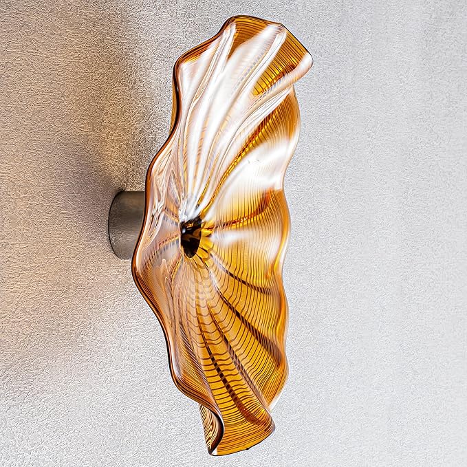Hand Blown Glass Wall Plates Decor, Modern Unique Glass Wall Art, Murano Blown Glass Wall Art with Transparent and Easy to Clean for Staircase, Living Room, Kitchen, Hallway