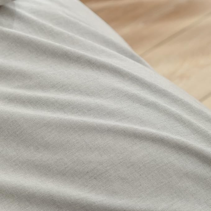 BESTOUCH Duvet Cover Set 100% Washed Cotton Linen Feel Super Soft Comfortable Chic Lightweight 3 PCs Home Bedding Set Solid Light Grey Super King