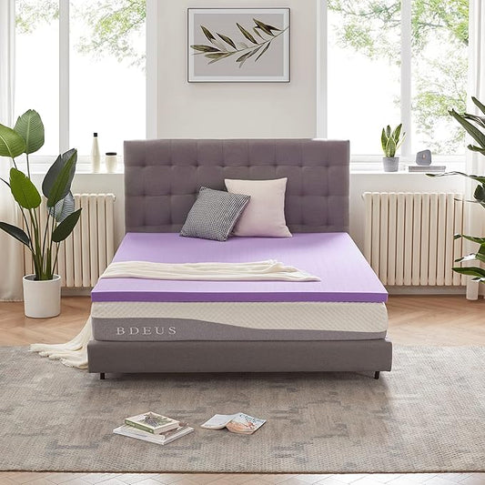 SINWEEK 2 Inch Gel Memory Foam Mattress Topper Ventilated Soft Pressure Relieve Mattress Pad, Breathable Bed Topper, CertiPUR-US Certified, King Size