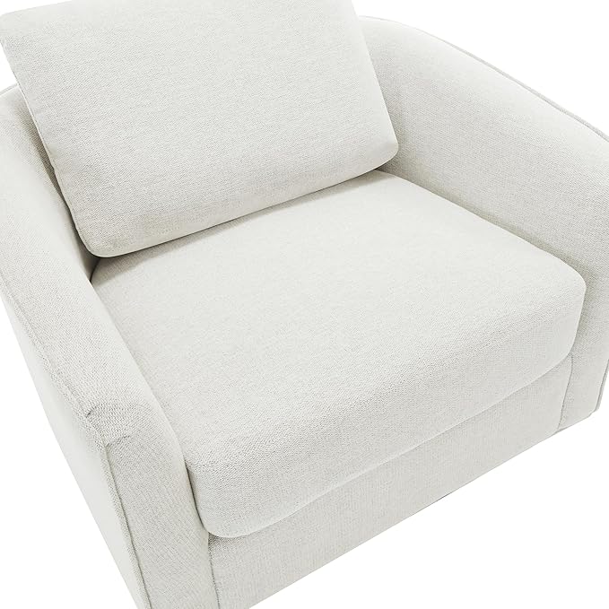 MINCETA Accent Chairs,Oversized 360 Swivel Armchair(Seat Area:25.6" D x 26.8" W),Modern Comfy Reading Chairs for Living Room with Metal Base,Performance Fabric in Off-White
