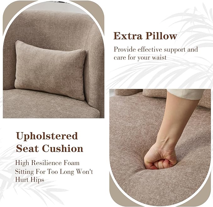 Chifee & Vingol 25.2 "W Chenille Armless Swivel Accent Chair Modern Upholstered Sofa Chair Set of 2 with Pillow, Taupe