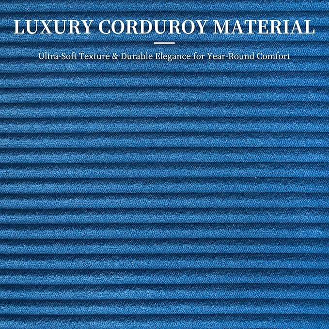 Furnimart 360° Swivel Barrel Accent Chair Set of 2, Round Upholstered Comfy Lounge Chair, Corduroy High-Resilienc Foam Single Sofa, No Assembly Wide Seat for Living Room, Bedroom, Apartment (Blue)