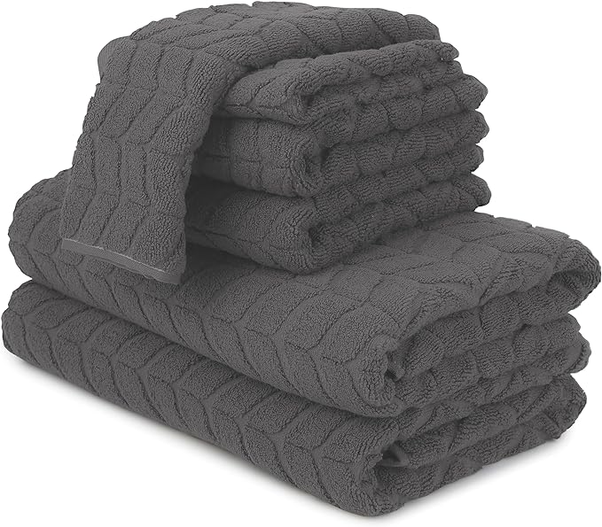 Ultra Soft & Stylish 700 GSM Luxury Bath Towels - 100% Zero-Twist, Long-Staple Cotton - Remarkably Absorbent & Quick Drying - 6 Piece Towel Set (Granite Grey)