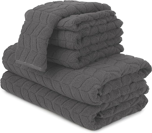 Ultra Soft & Stylish 700 GSM Luxury Bath Towels - 100% Zero-Twist, Long-Staple Cotton - Remarkably Absorbent & Quick Drying - 6 Piece Towel Set (Granite Grey)